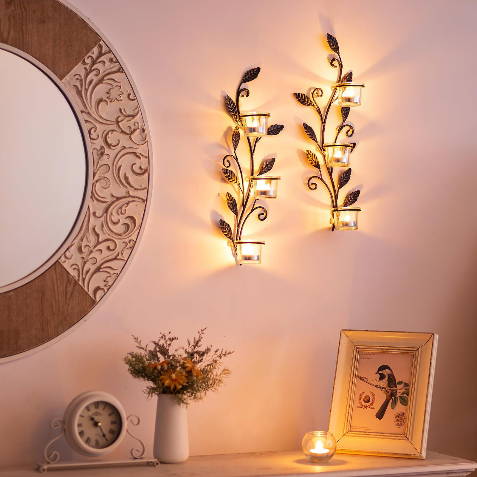 Lark Manor™ Wall Candle Holder Black Tea Light Candle Sconce